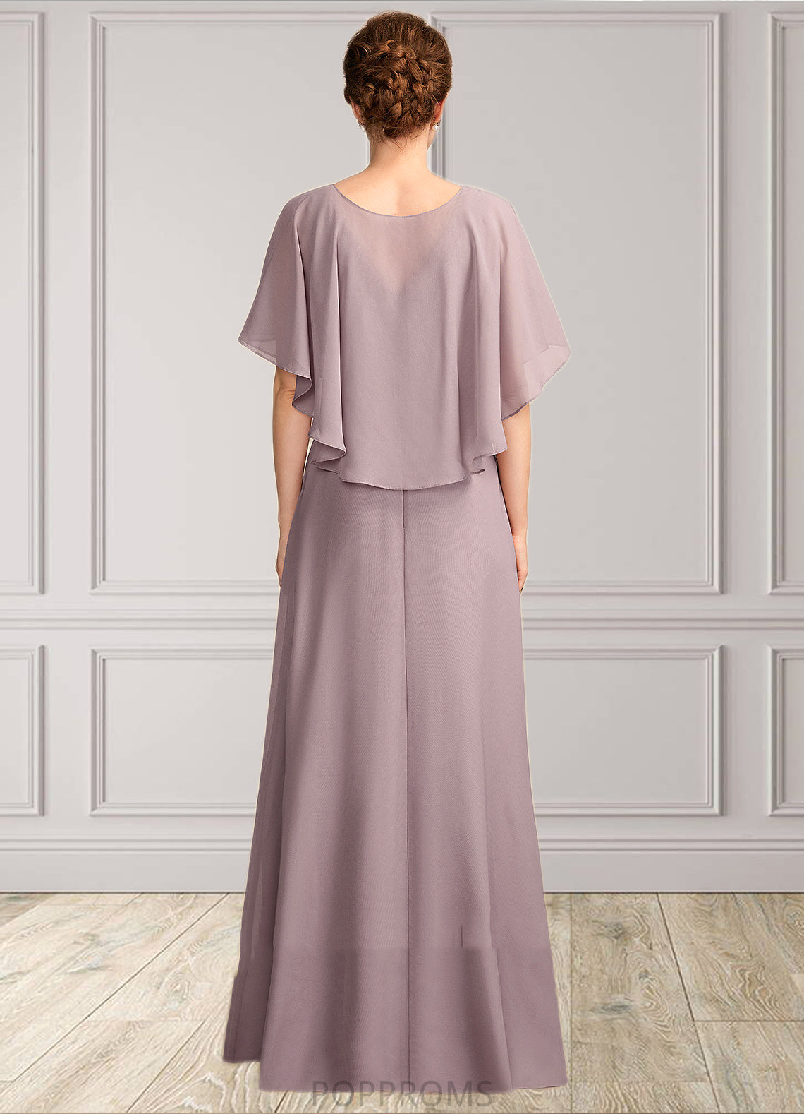 Victoria A-Line V-neck Floor-Length Chiffon Mother of the Bride Dress With Ruffle PP6126P0015026