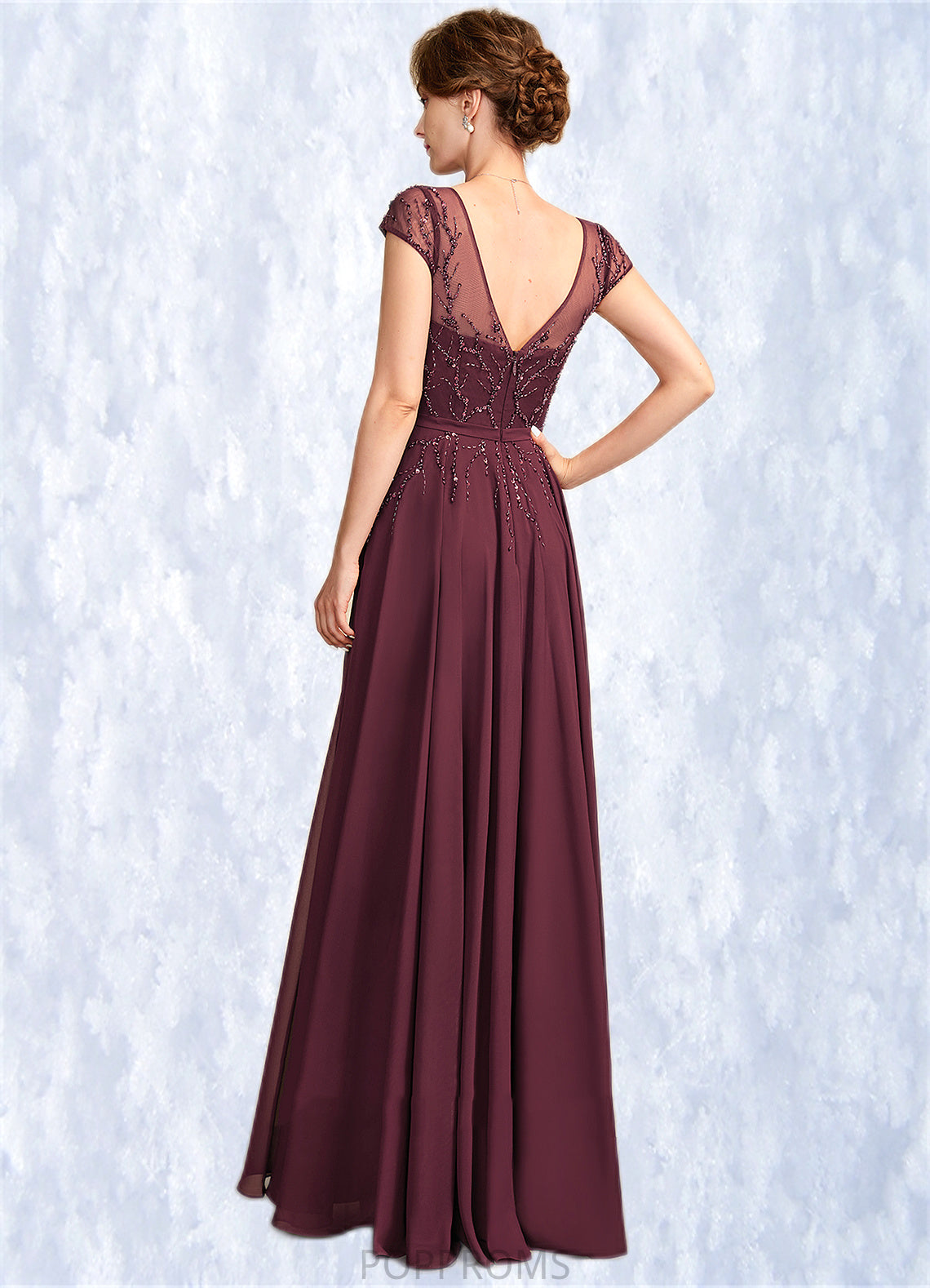 Ingrid A-Line V-neck Floor-Length Chiffon Mother of the Bride Dress With Beading Sequins PP6126P0015028