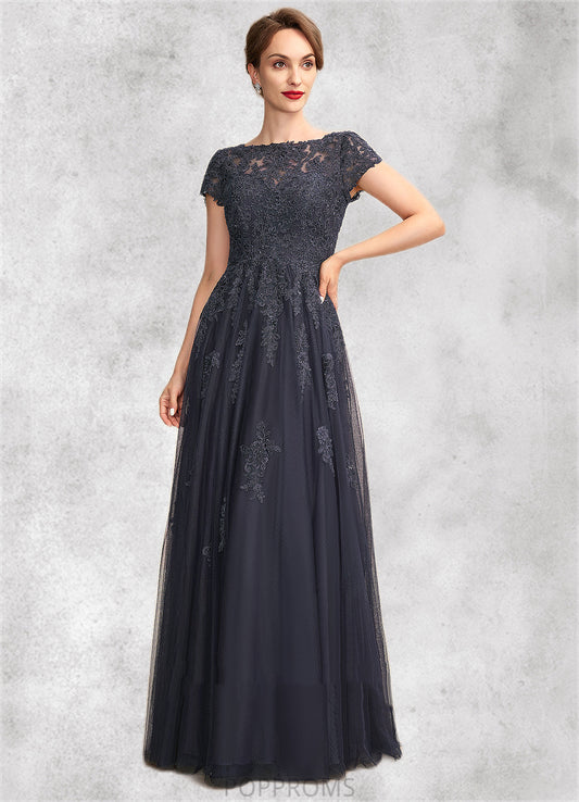 Olive A-Line Scoop Neck Floor-Length Tulle Lace Mother of the Bride Dress With Beading PP6126P0015029