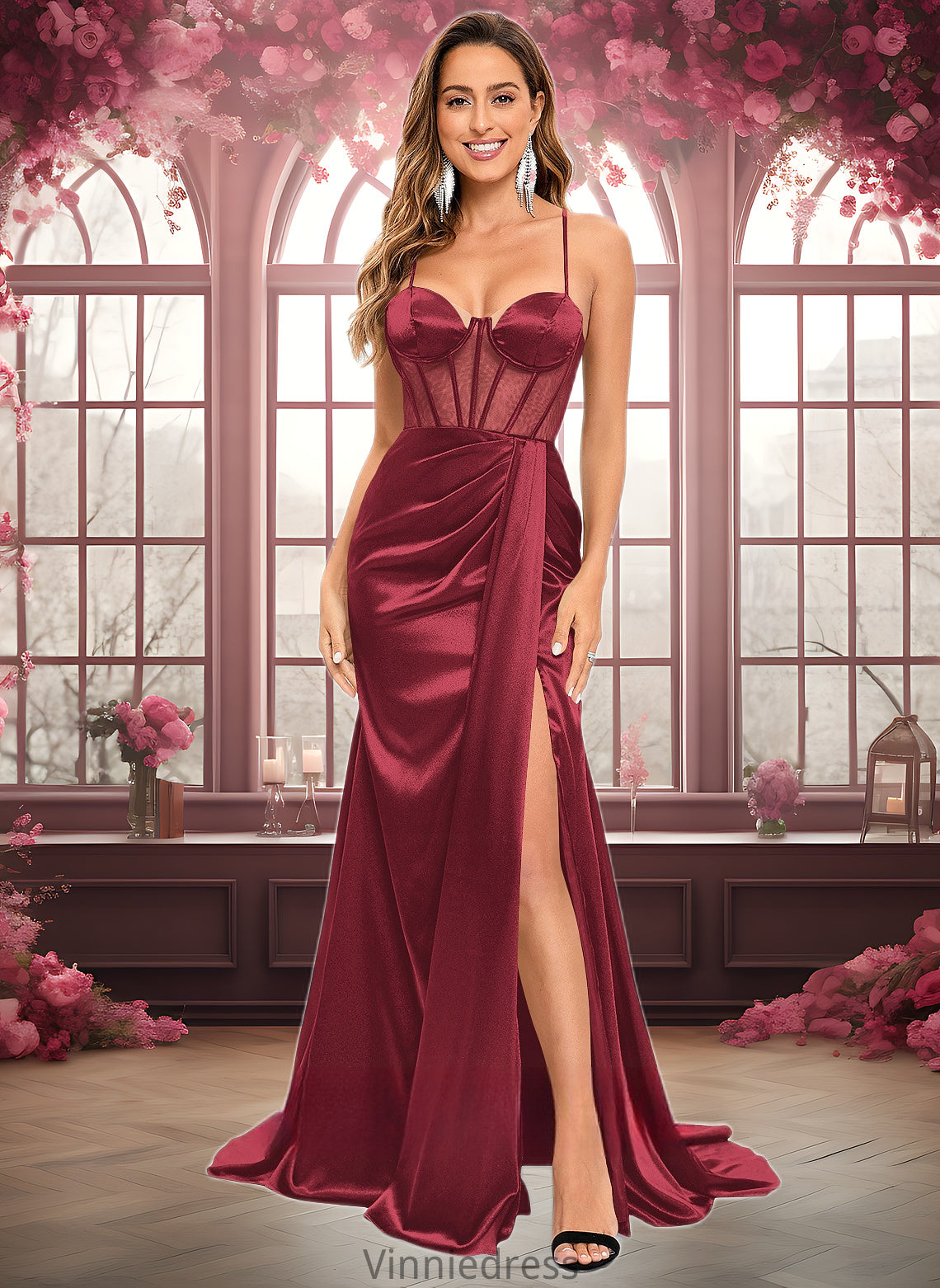 Isabelle Trumpet/Mermaid Sweetheart Sweep Train Stretch Satin Prom Dresses PP6P0025836