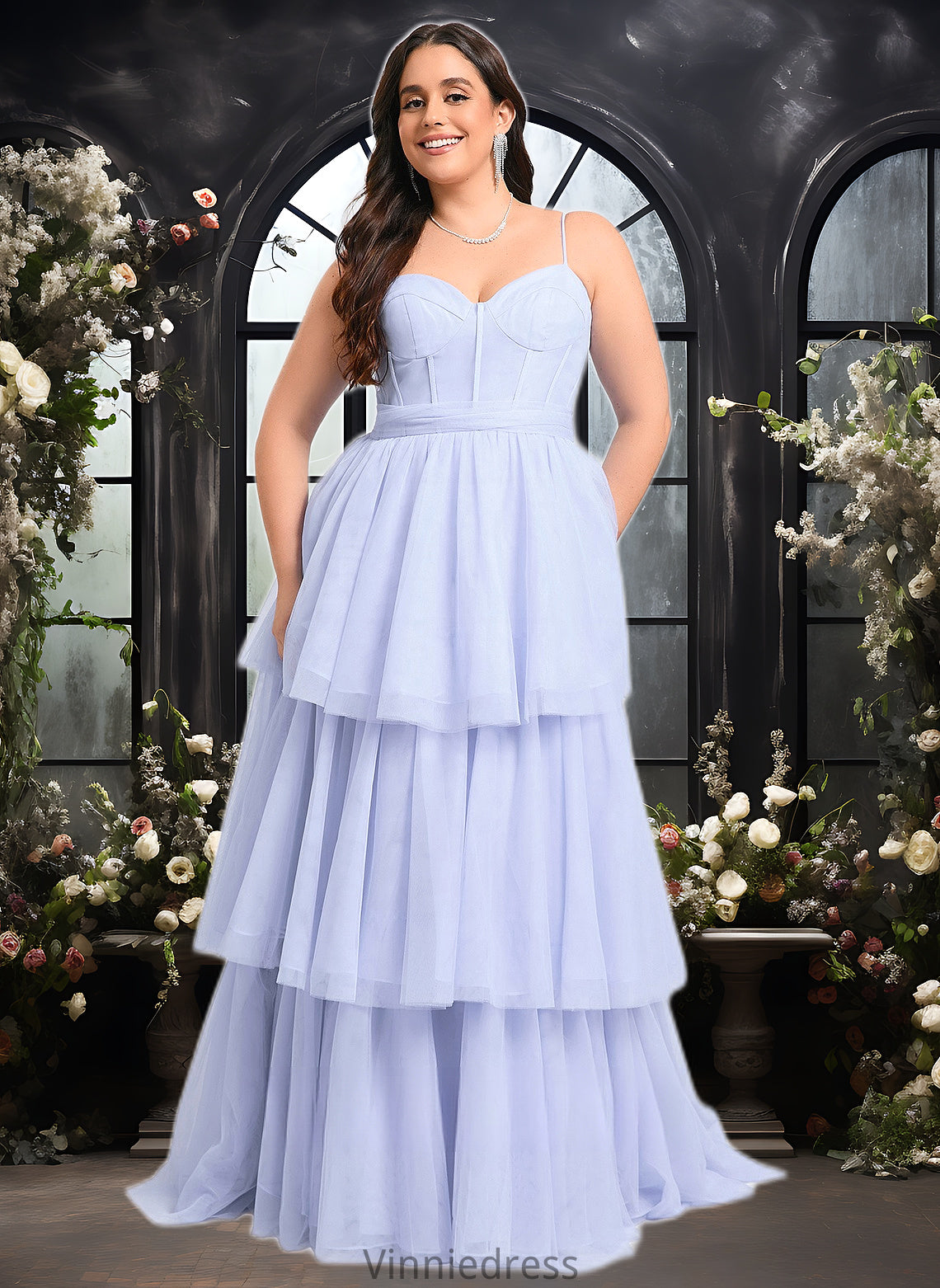 Paula Ball-Gown/Princess Sweetheart Sweep Train Tulle Prom Dresses With Bow PP6P0025843