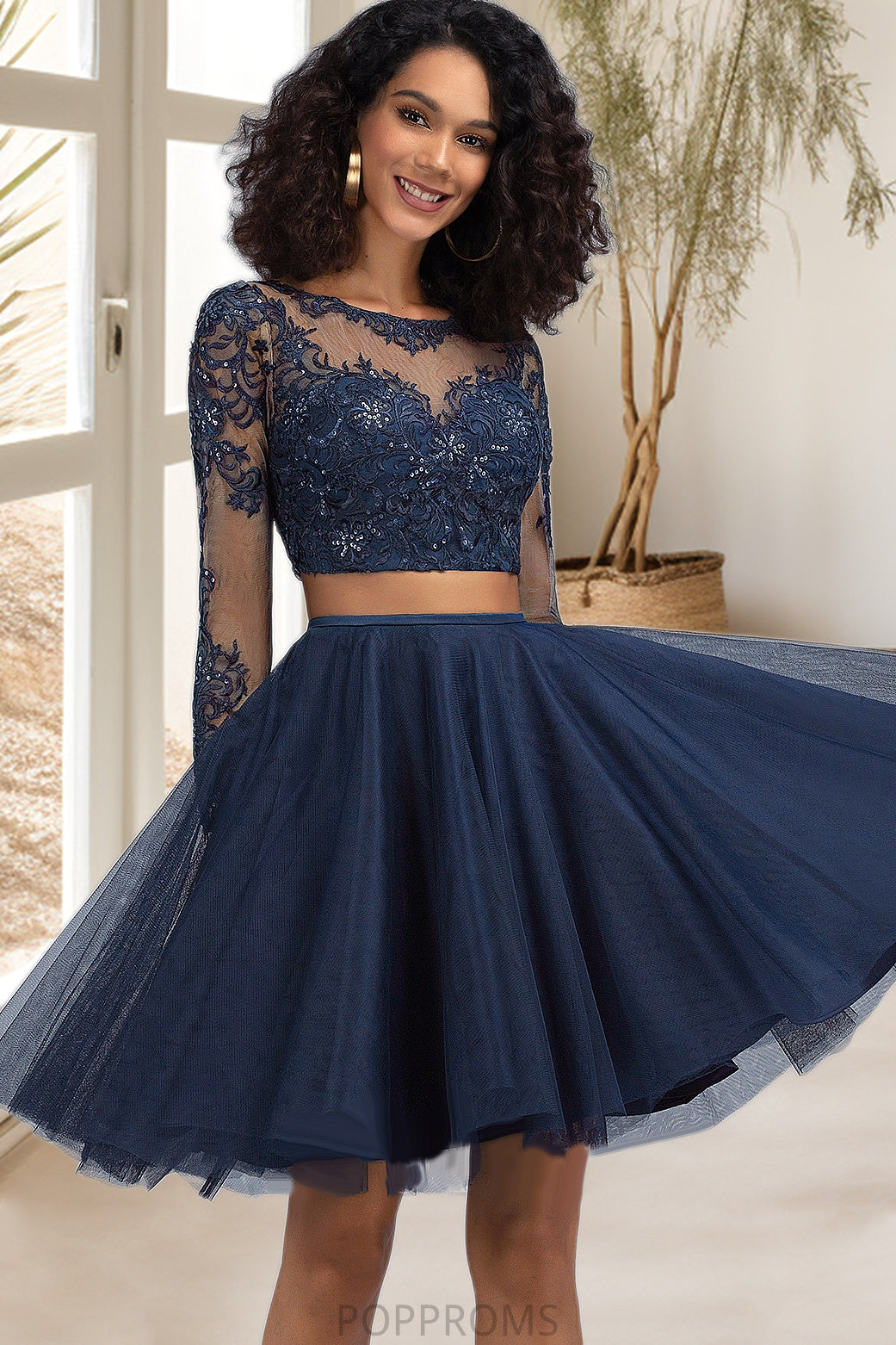 Emely A-line Scoop Short/Mini Tulle Homecoming Dress PP6P0020573