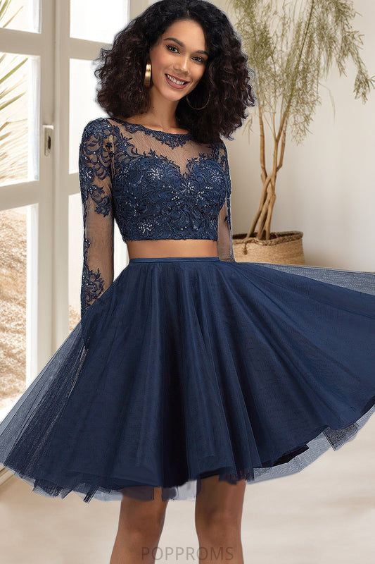 Emely A-line Scoop Short/Mini Tulle Homecoming Dress PP6P0020573