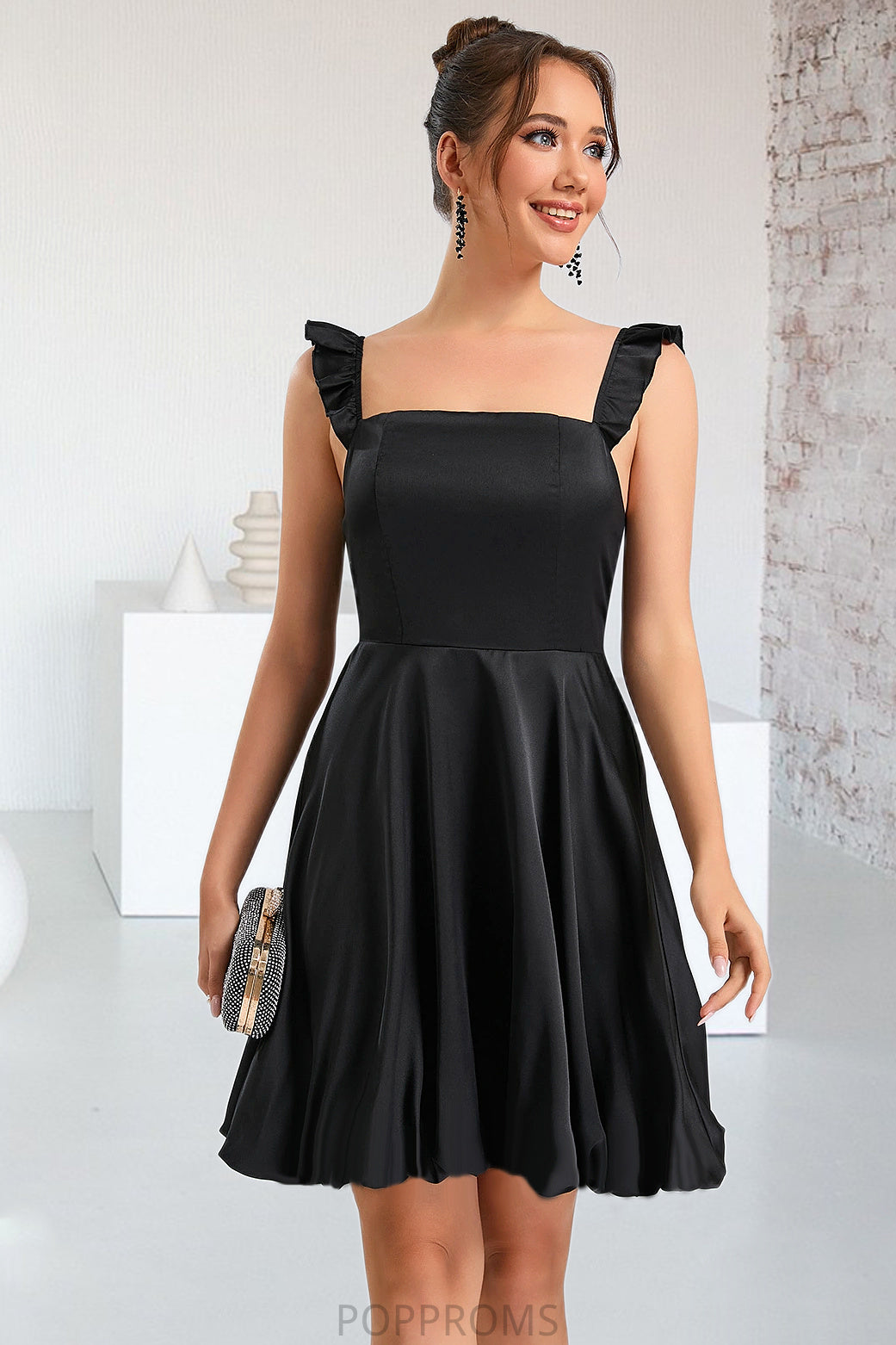 Mayra A-line Square Short/Mini Satin Homecoming Dress PP6P0020484