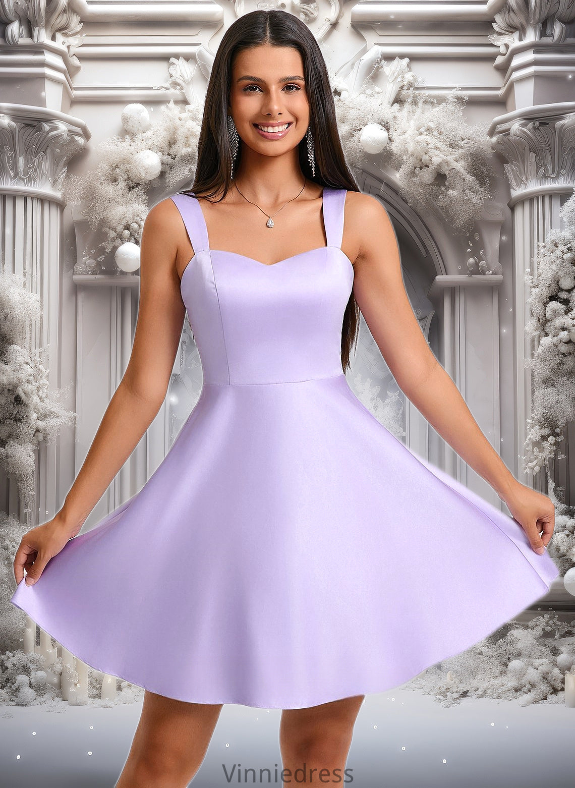 Zoie A-line Sweetheart Short Satin Homecoming Dress With Bow PP6P0025682