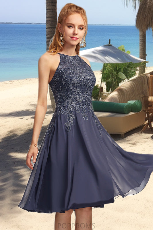 Ayla A-line Scoop Knee-Length Chiffon Homecoming Dress With Appliques Lace PP6P0020551