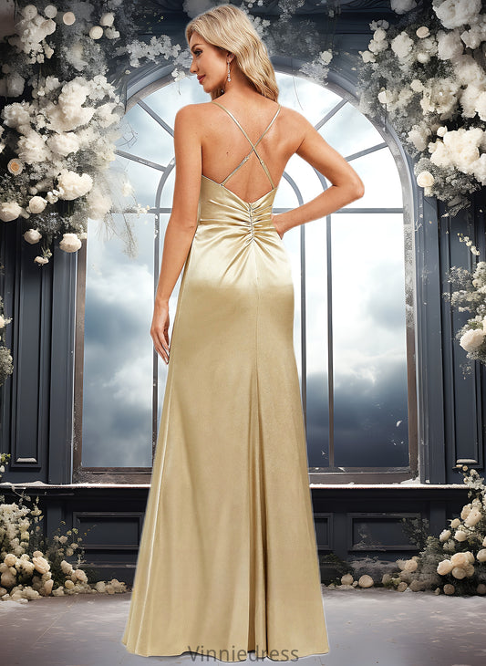 Tessa Trumpet/Mermaid Cowl Floor-Length Stretch Satin Bridesmaid Dress PP6P0025792