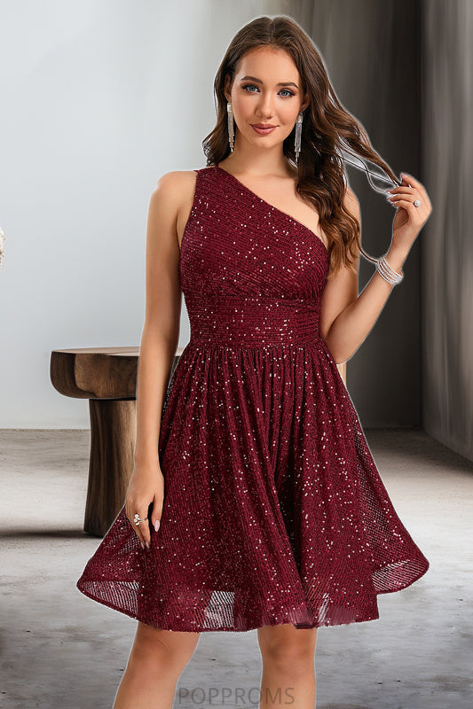 Mackenzie A-line One Shoulder Short/Mini Sequin Homecoming Dress With Sequins PP6P0020485