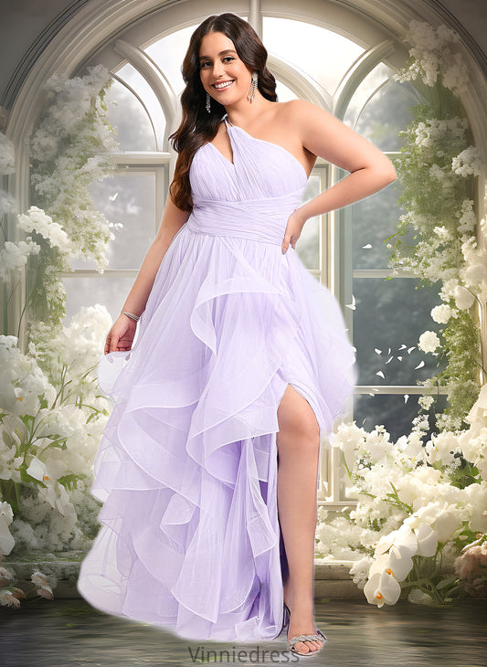 Abigayle Ball-Gown/Princess Asymmetrical One Shoulder Floor-Length Tulle Prom Dresses PP6P0025867