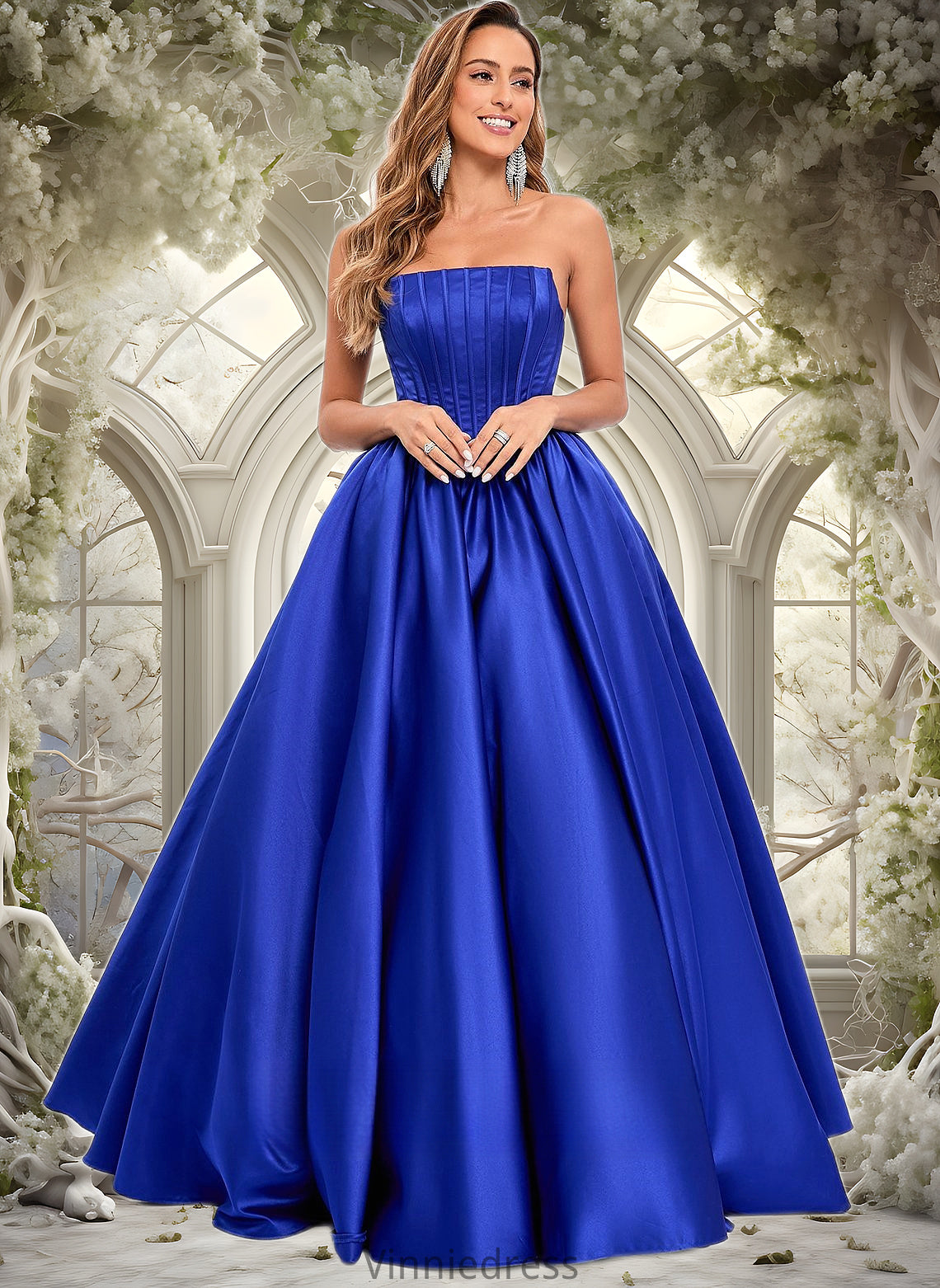 Audrina Ball-Gown/Princess Straight Floor-Length Satin Prom Dresses PP6P0025831