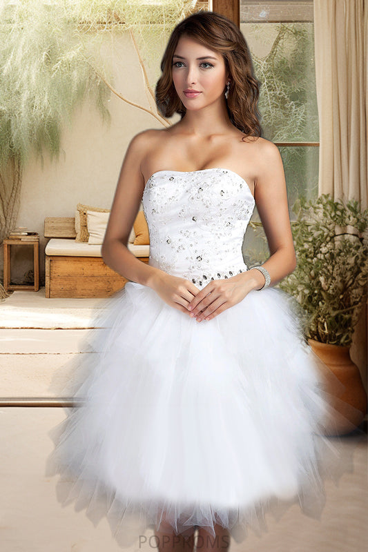 Shiloh A-line Sweetheart Knee-Length Satin Tulle Homecoming Dress With Beading Cascading Ruffles Appliques Lace Sequins PP6P0020598