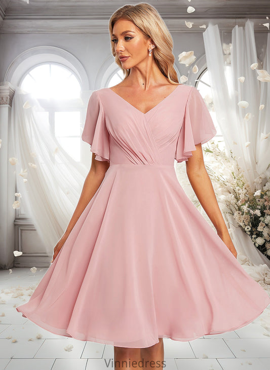 Sienna A-line V-Neck Knee-Length Chiffon Homecoming Dress PP6P0025702