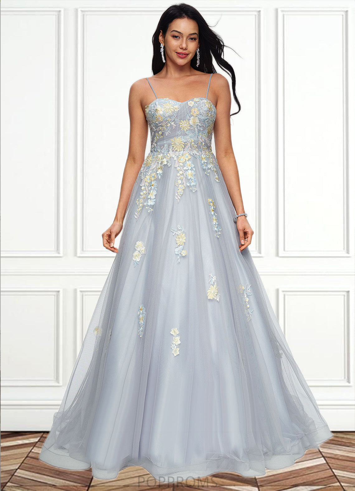 Savanna Ball-Gown/Princess Sweetheart Sweep Train Tulle Prom Dresses With Pleated PP6P0022192