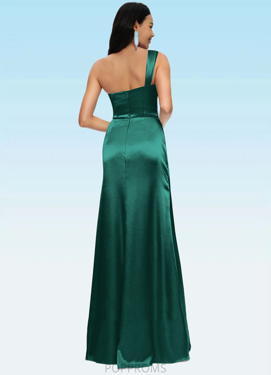 Ashley Sheath/Column Asymmetrical Floor-Length Stretch Satin Prom Dresses PP6P0022193