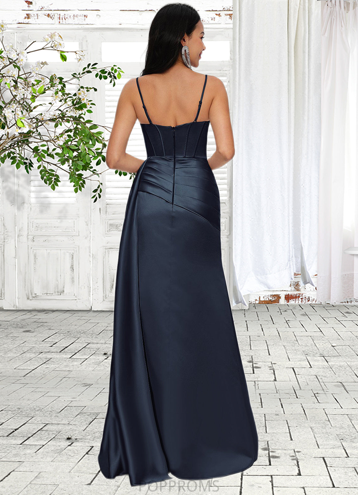 Allisson Sheath/Column Scoop Floor-Length Satin Prom Dresses PP6P0022196