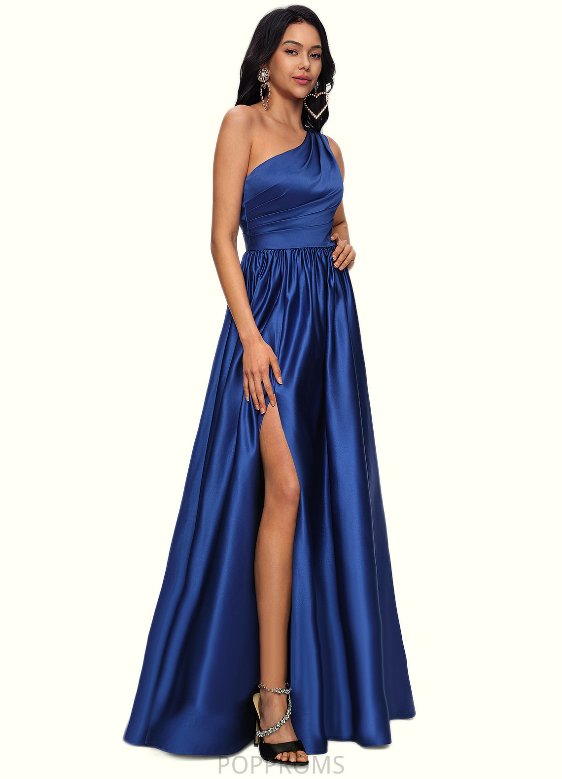 Quinn Ball-Gown/Princess One Shoulder Floor-Length Satin Prom Dresses PP6P0022201