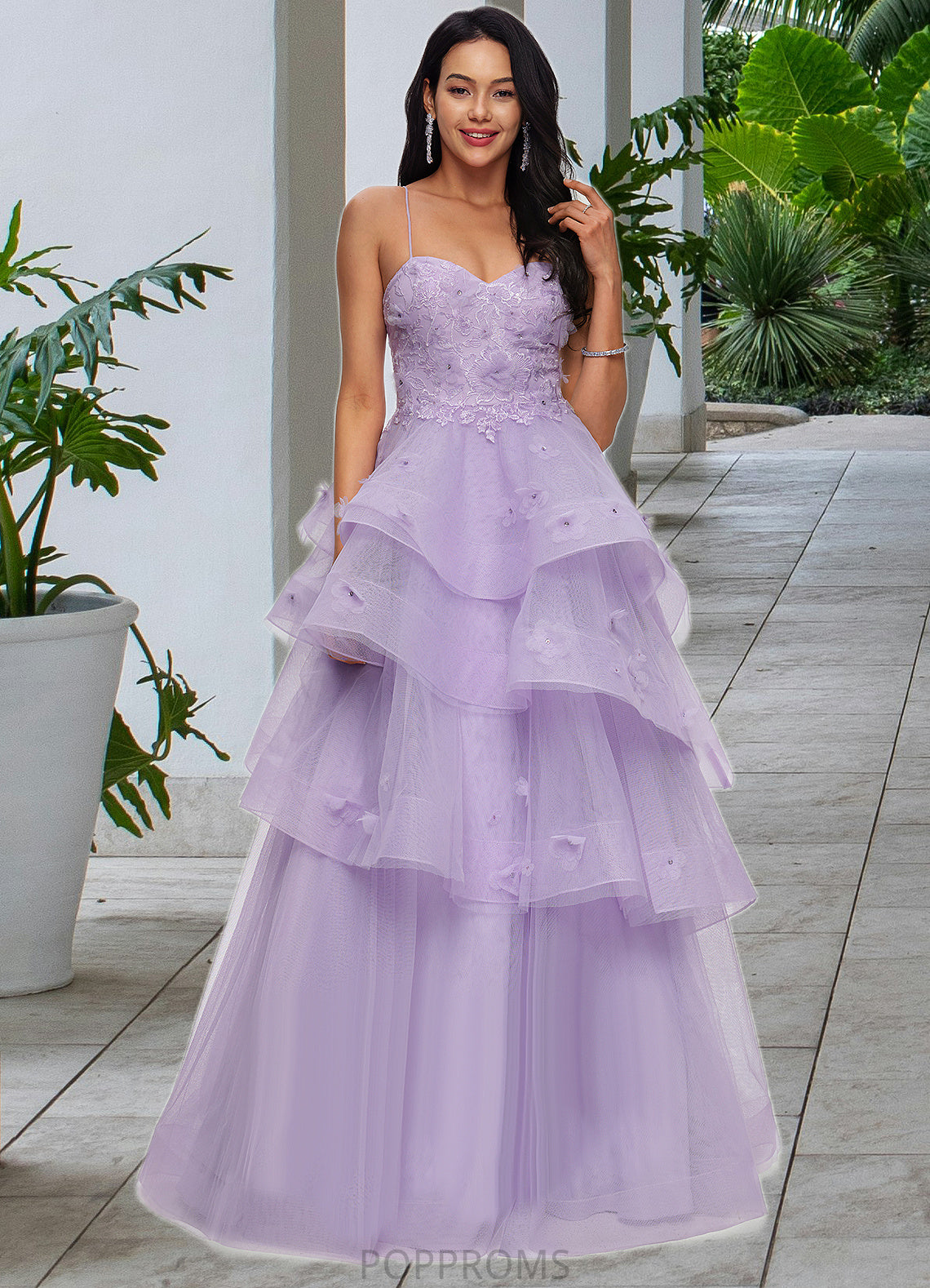 Cheryl Ball-Gown/Princess Sweetheart Floor-Length Tulle Prom Dresses With Beading Sequins PP6P0022204