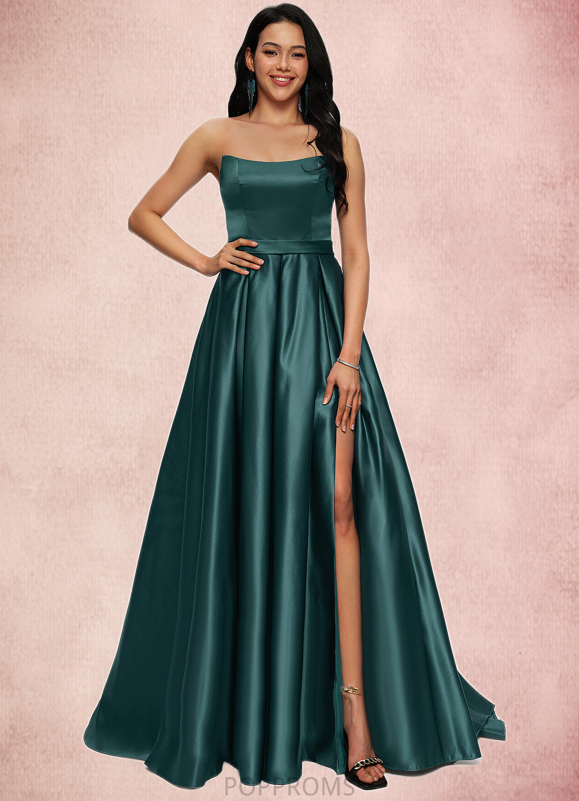 Liana Ball-Gown/Princess Sweep Train Satin Prom Dresses PP6P0022207