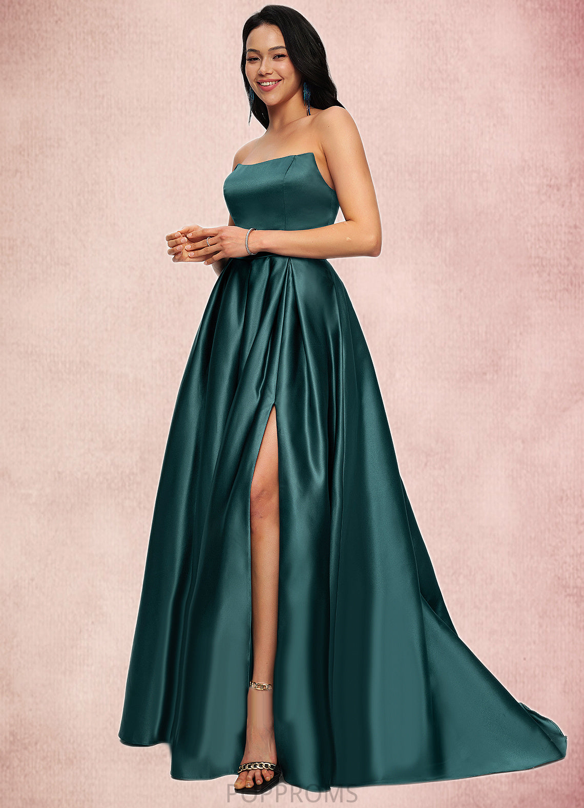 Liana Ball-Gown/Princess Sweep Train Satin Prom Dresses PP6P0022207