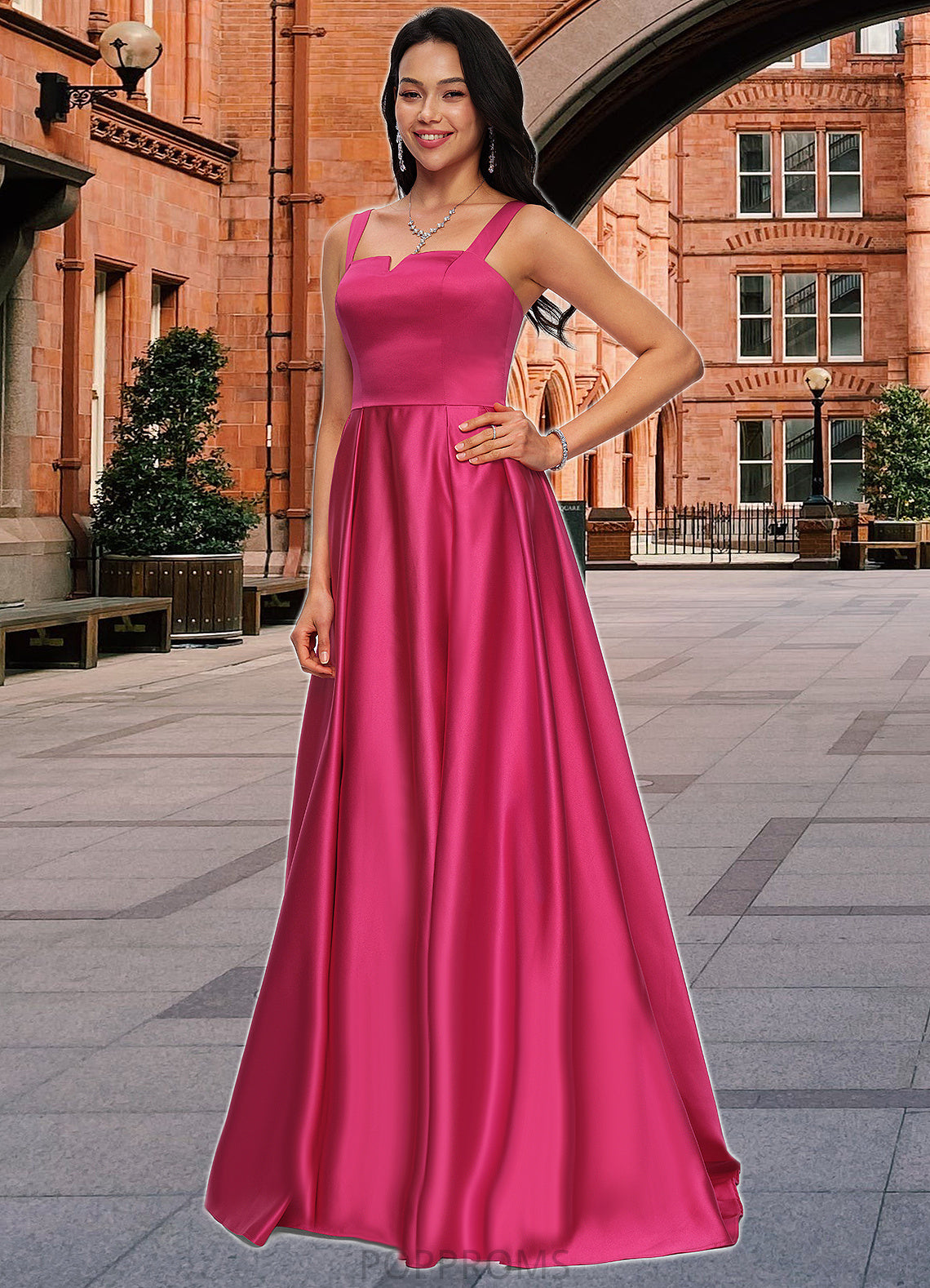 Juliana Ball-Gown/Princess V-Neck Sweep Train Satin Prom Dresses PP6P0022215