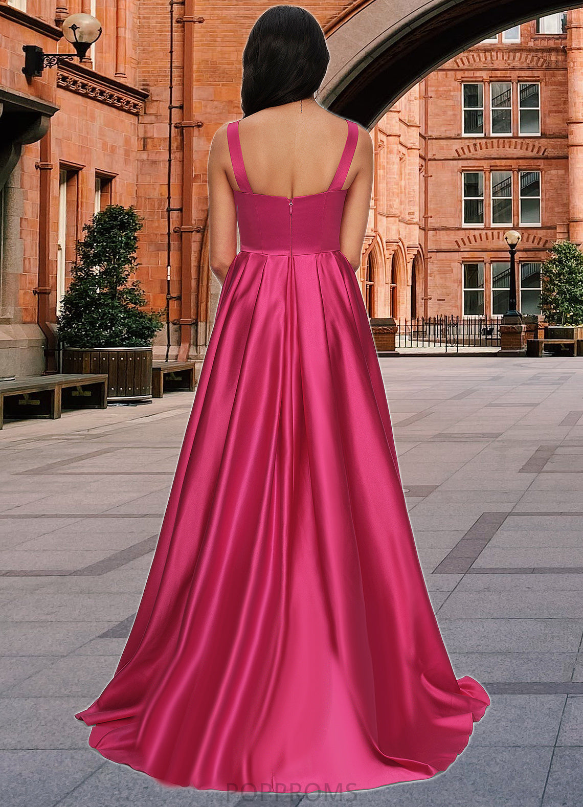 Juliana Ball-Gown/Princess V-Neck Sweep Train Satin Prom Dresses PP6P0022215