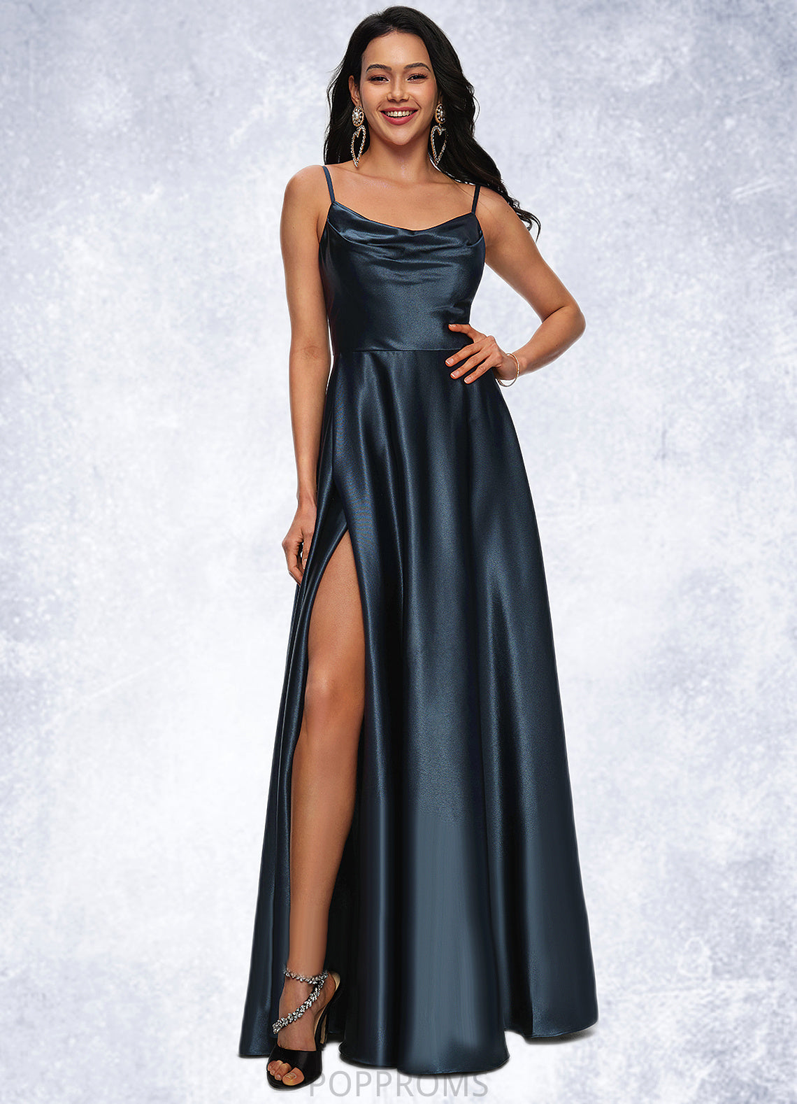 Cameron A-line Cowl Floor-Length Stretch Satin Prom Dresses PP6P0022216