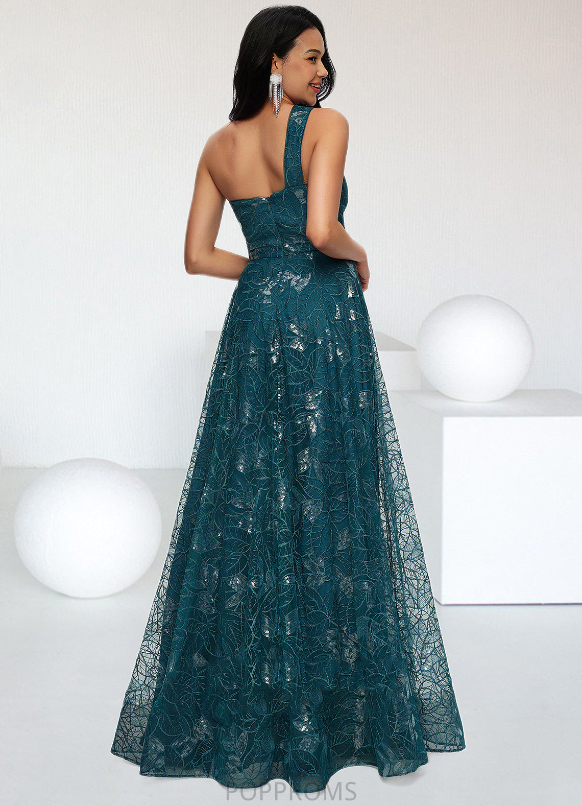 Amira A-line Asymmetrical Floor-Length Lace Prom Dresses With Sequins PP6P0022219