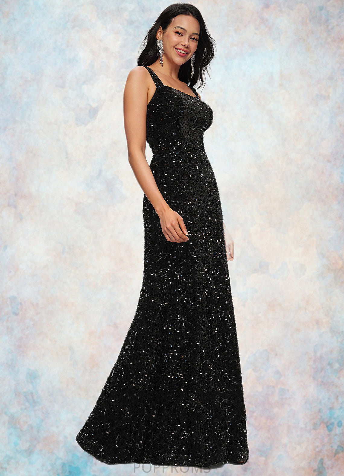 Ina Sheath/Column Scoop Floor-Length Sequin Prom Dresses PP6P0022228