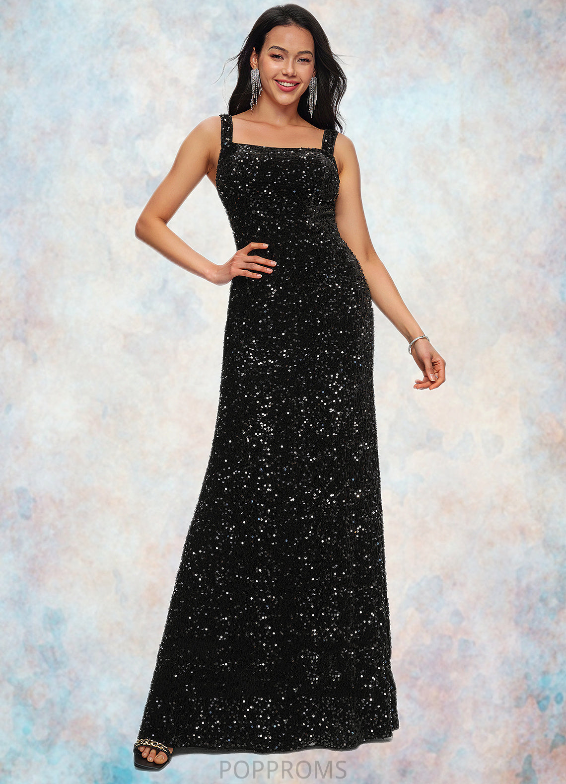 Ina Sheath/Column Scoop Floor-Length Sequin Prom Dresses PP6P0022228