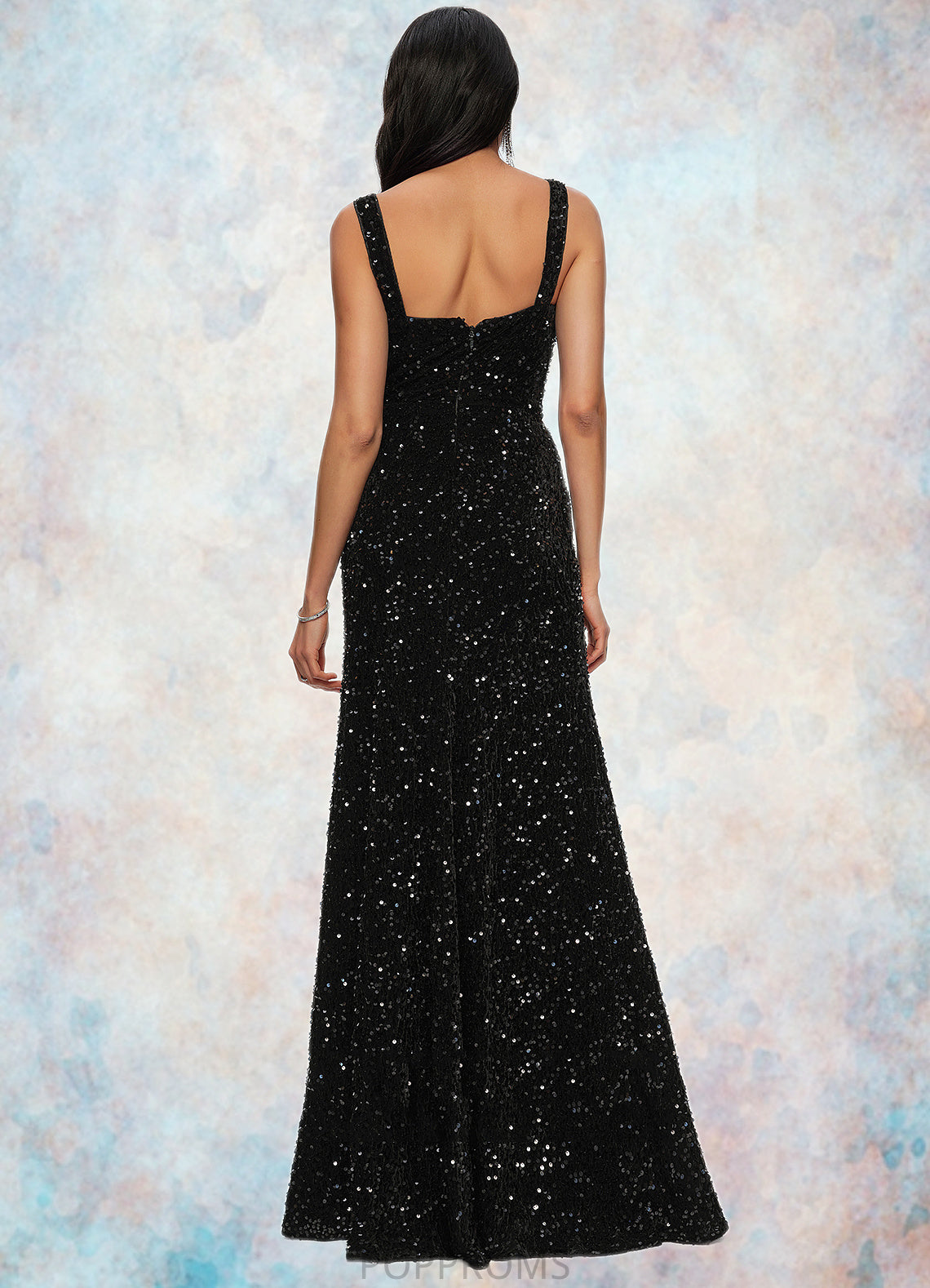 Ina Sheath/Column Scoop Floor-Length Sequin Prom Dresses PP6P0022228