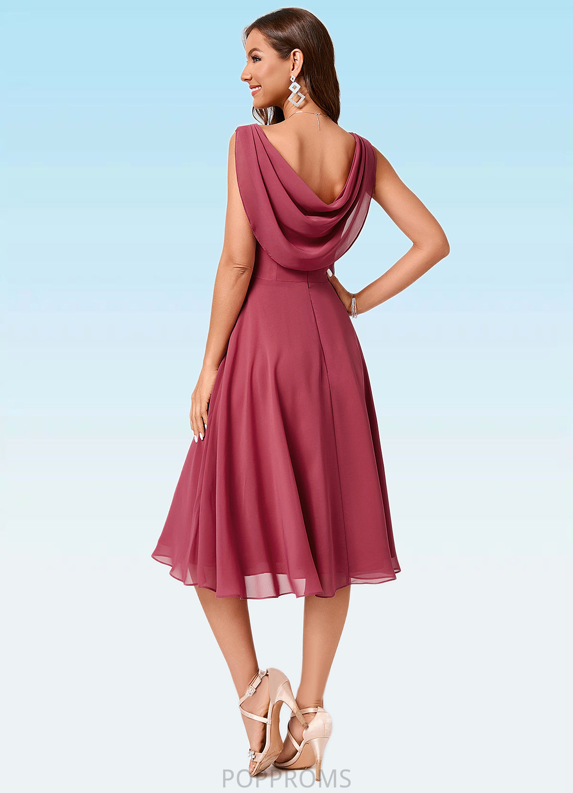 Margaret A-line Cowl Knee-Length Chiffon Cocktail Dress With Ruffle PP6P0022232