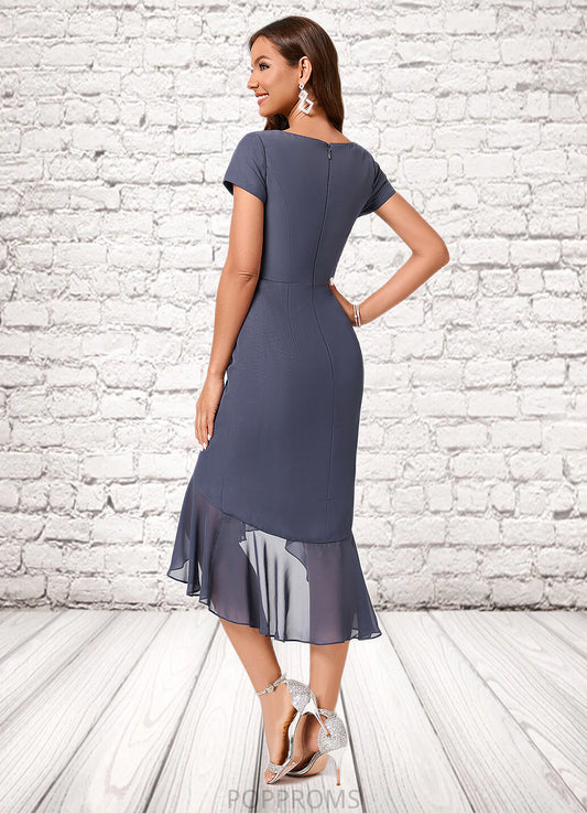 Elisabeth Sheath/Column V-Neck Asymmetrical Chiffon Cocktail Dress With Cascading Ruffles Ruffle PP6P0022239