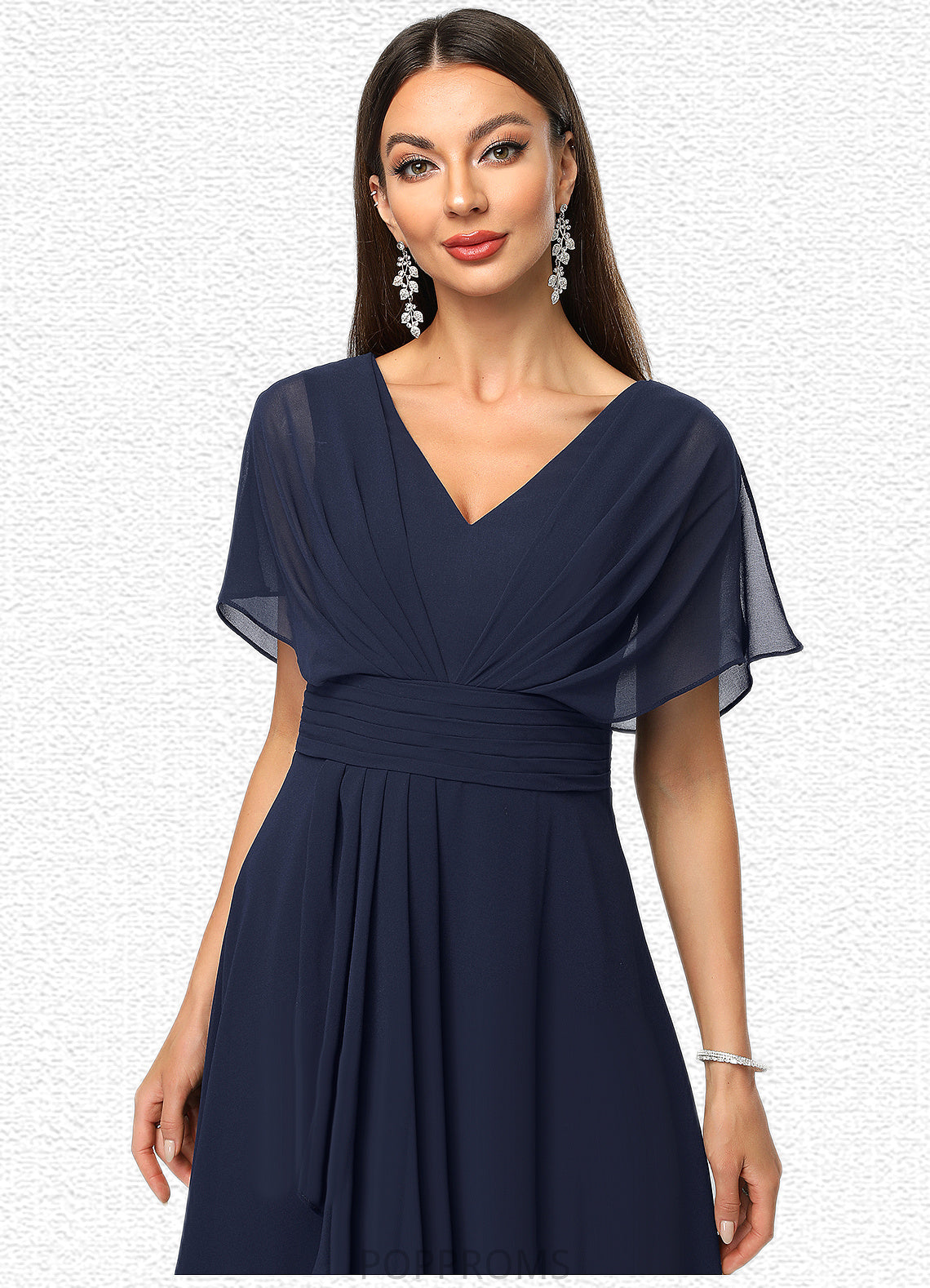 Christine A-line V-Neck Asymmetrical Chiffon Cocktail Dress With Cascading Ruffles PP6P0022263