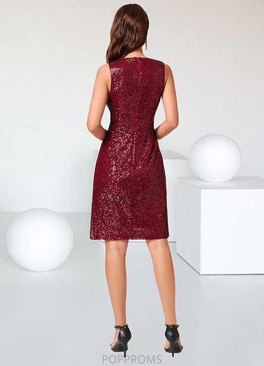 Ariana A-line V-Neck Knee-Length Sequin Cocktail Dress With Sequins PP6P0022300