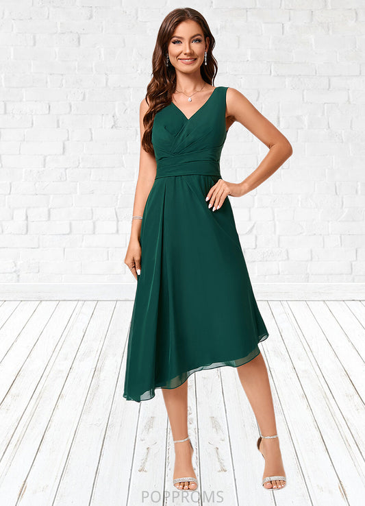 Annika A-line V-Neck Tea-Length Chiffon Cocktail Dress PP6P0022304