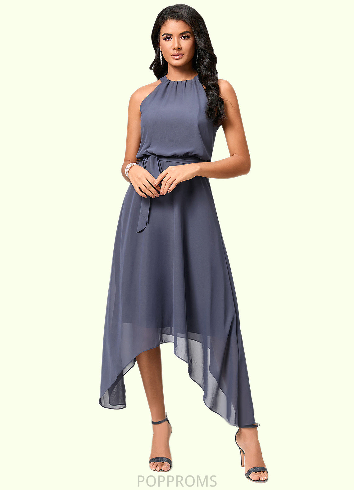 Anya A-line Scoop Ankle-Length Chiffon Cocktail Dress With Ruffle PP6P0022361