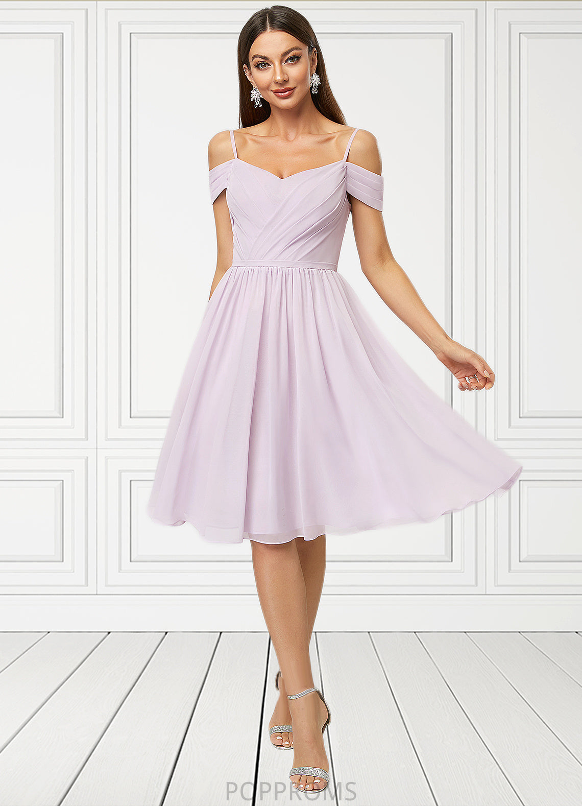 Jessica A-line V-Neck Knee-Length Chiffon Cocktail Dress With Pleated PP6P0022367