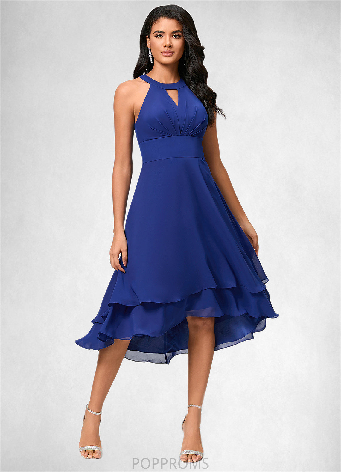 Renee A-line Scoop Asymmetrical Chiffon Cocktail Dress With Pleated PP6P0022410