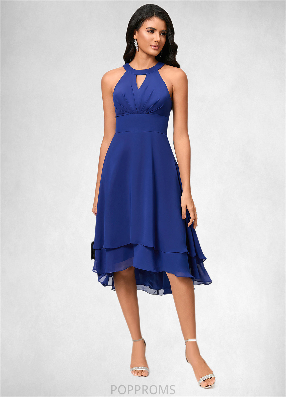 Renee A-line Scoop Asymmetrical Chiffon Cocktail Dress With Pleated PP6P0022410