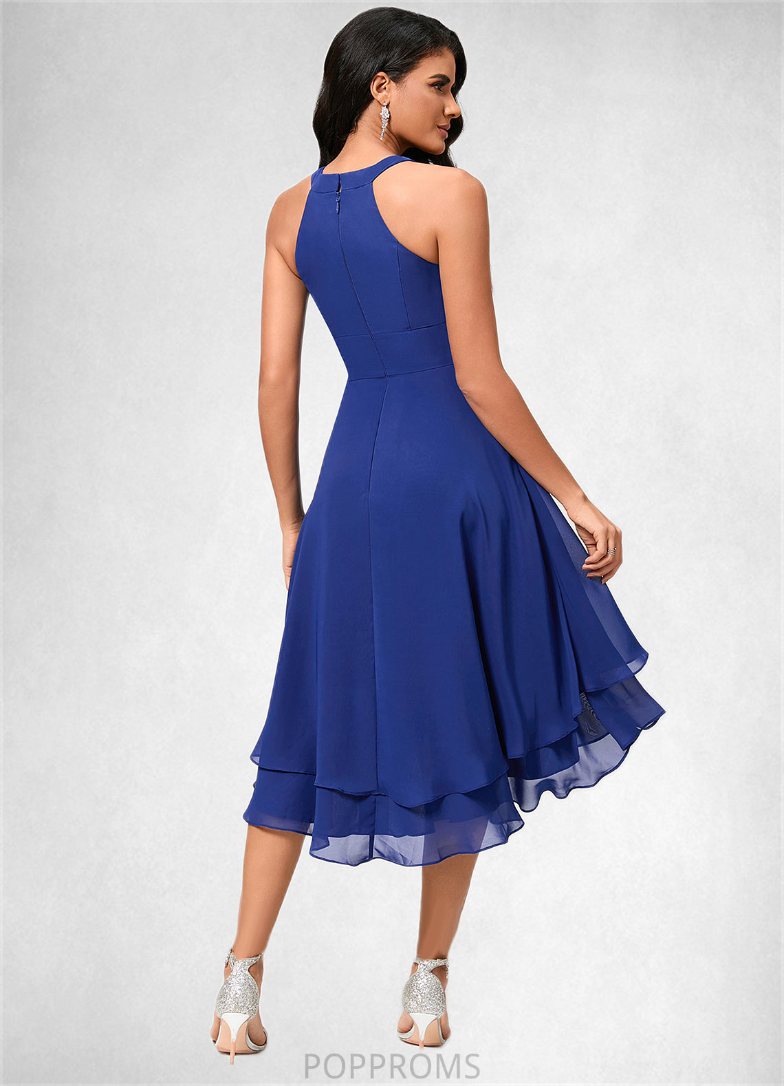 Renee A-line Scoop Asymmetrical Chiffon Cocktail Dress With Pleated PP6P0022410