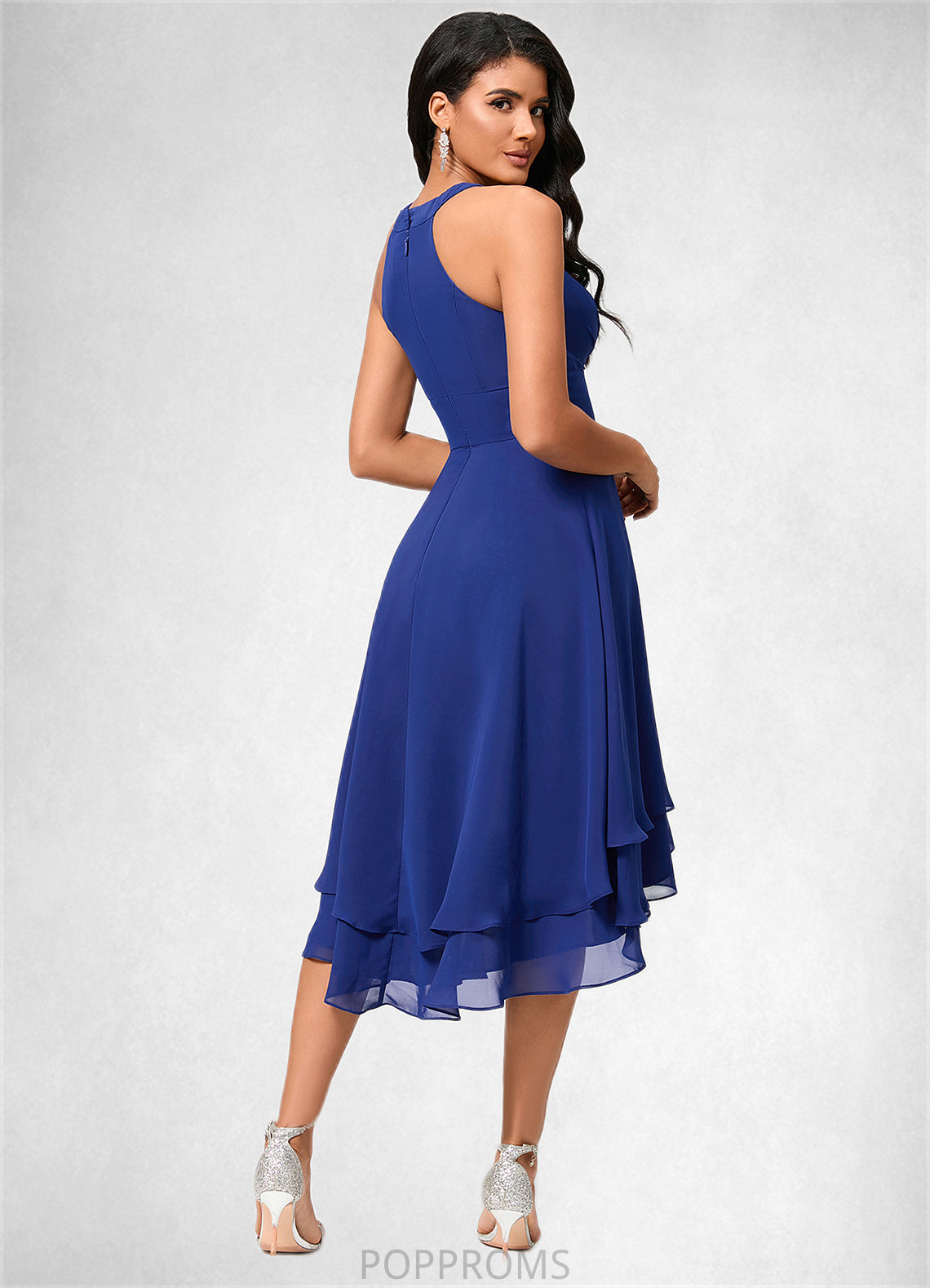 Renee A-line Scoop Asymmetrical Chiffon Cocktail Dress With Pleated PP6P0022410