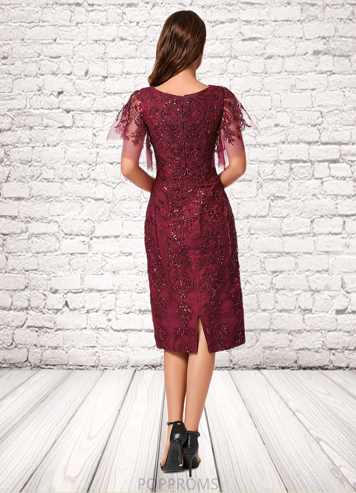 Yuliana A-line Off the Shoulder Knee-Length Lace Sequin Cocktail Dress With Sequins PP6P0022420