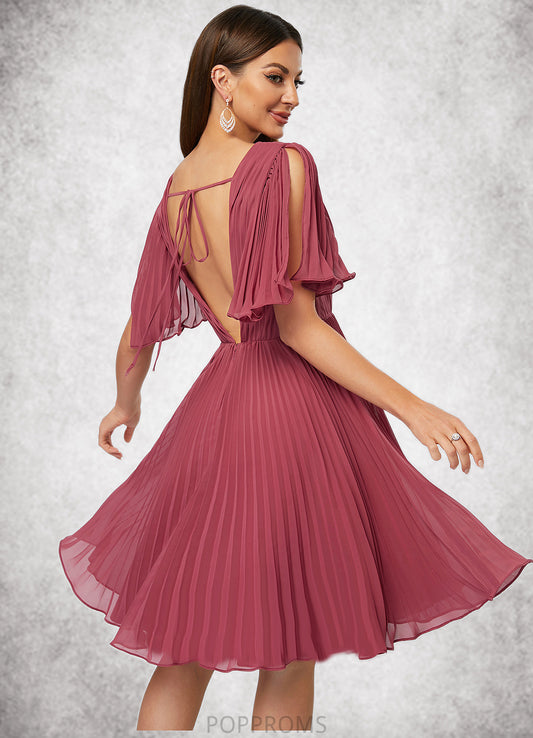 Gisselle A-line V-Neck Knee-Length Chiffon Cocktail Dress With Pleated PP6P0022429