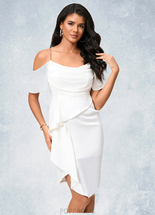 Bryanna Sheath/Column Off the Shoulder Asymmetrical Chiffon Cocktail Dress With Cascading Ruffles PP6P0022460