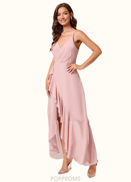 Dayami A-line V-Neck Asymmetrical Chiffon Cocktail Dress With Cascading Ruffles Ruffle PP6P0022502