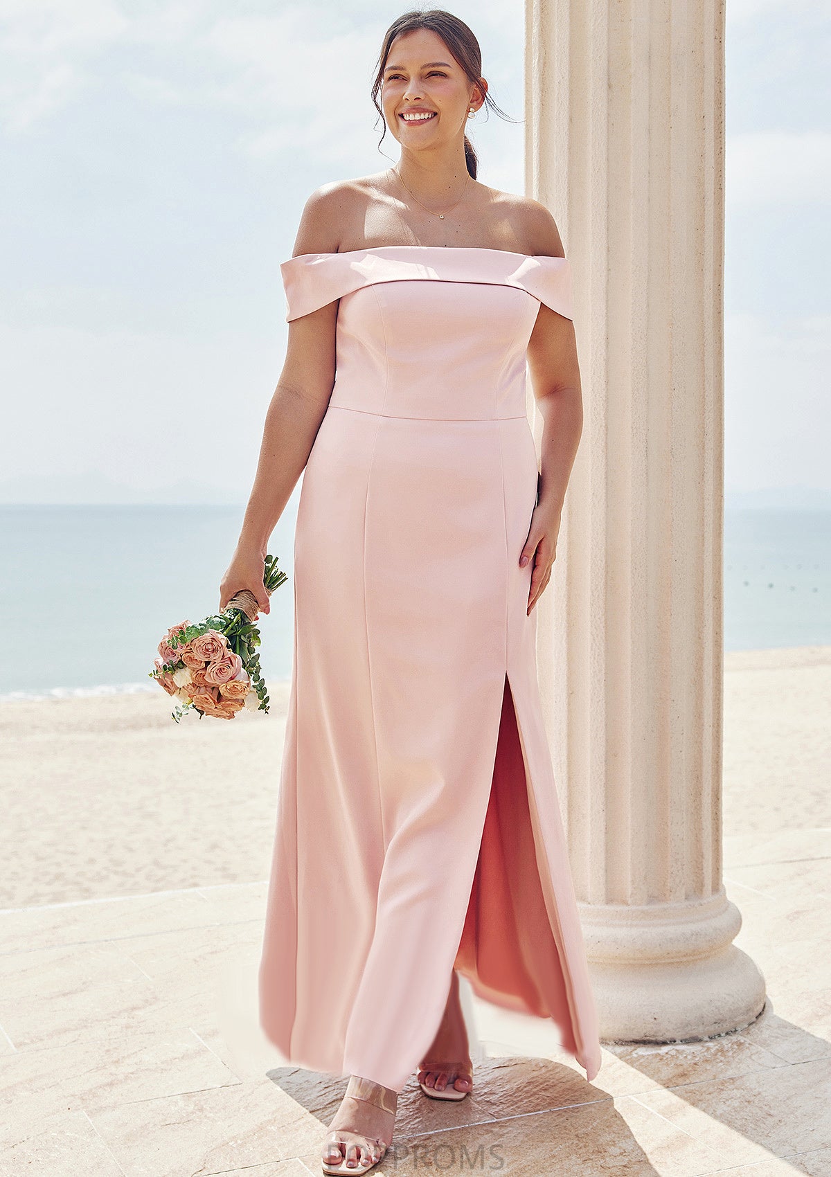 Trumpet/Mermaid Off-the-Shoulder Sleeveless Floor-Length Stretch Crepe Plus Size Bridesmaid Dresses Maryjane PP6P0025261