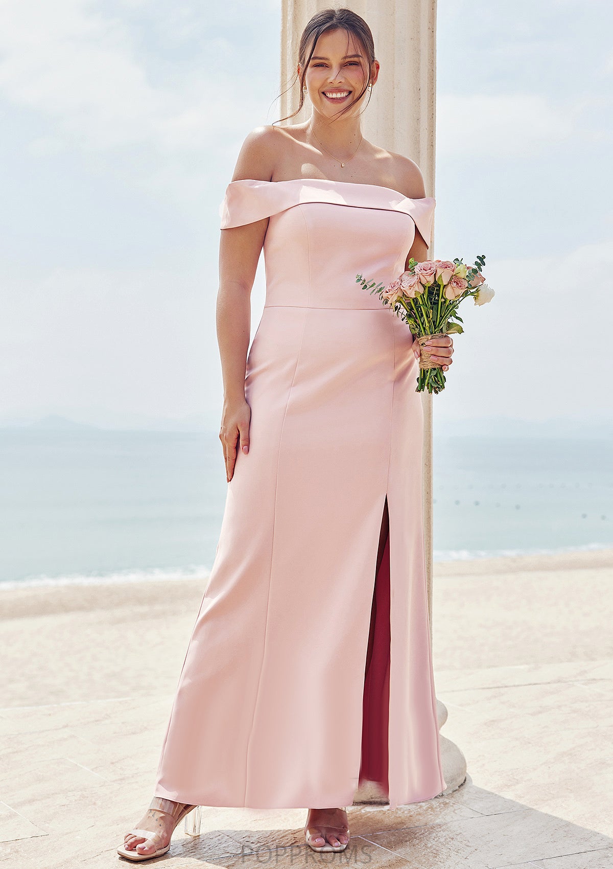 Trumpet/Mermaid Off-the-Shoulder Sleeveless Floor-Length Stretch Crepe Plus Size Bridesmaid Dresses Maryjane PP6P0025261