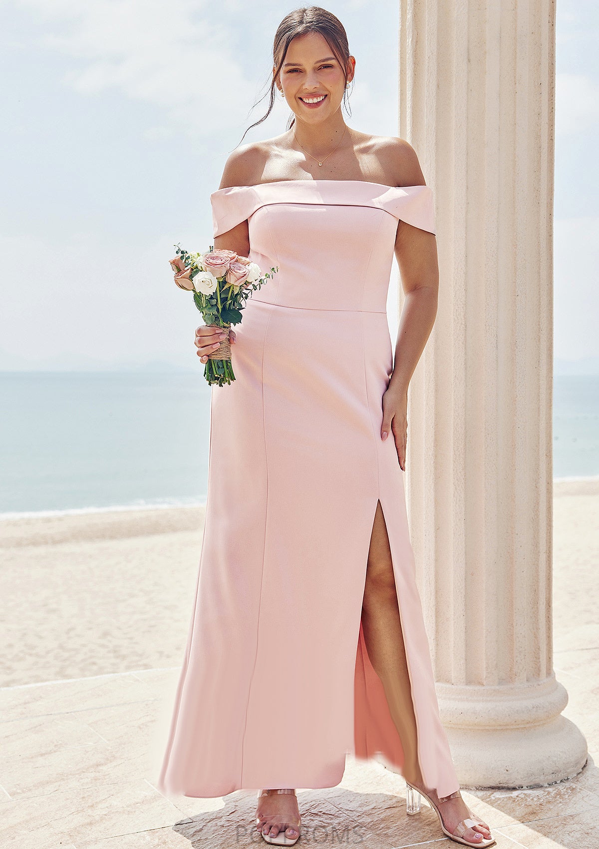 Trumpet/Mermaid Off-the-Shoulder Sleeveless Floor-Length Stretch Crepe Plus Size Bridesmaid Dresses Maryjane PP6P0025261