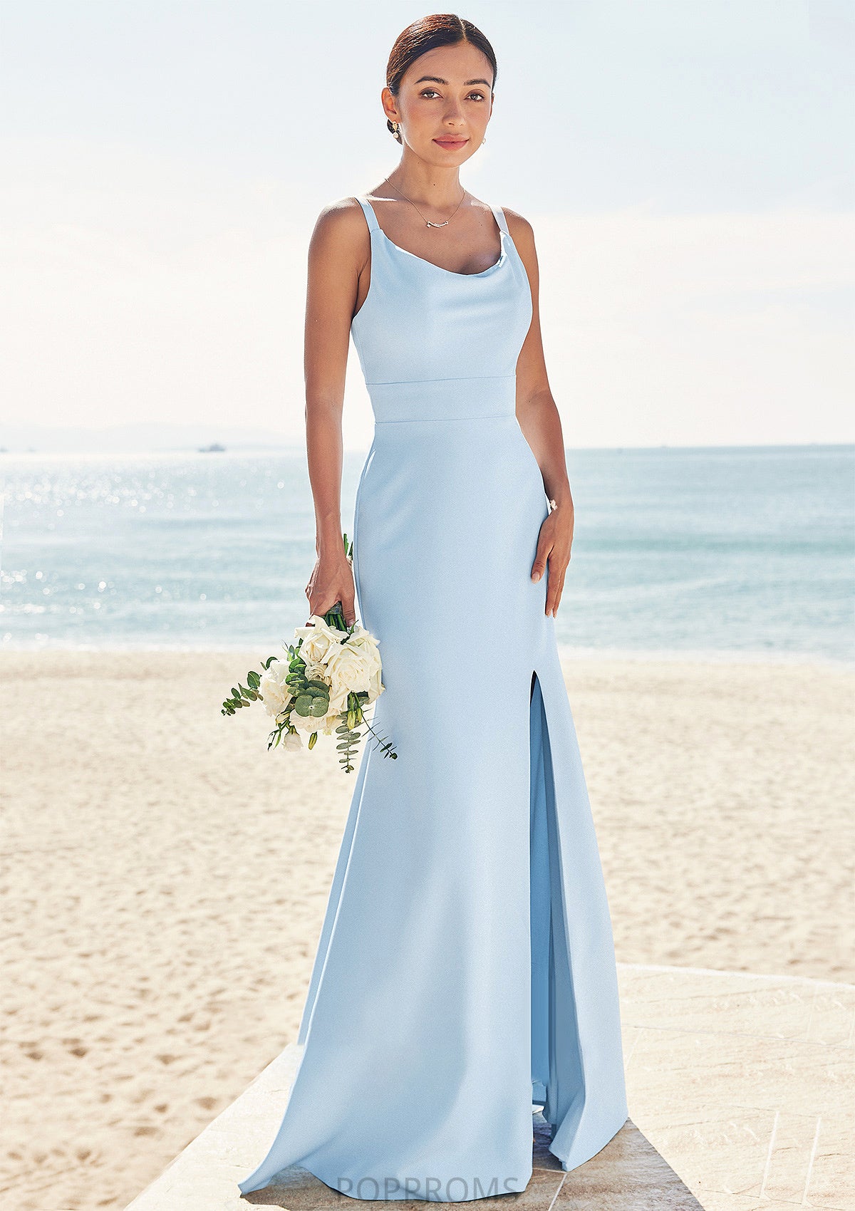 Trumpet/Mermaid Scoop Neck SleevelessFloor-Length Stretch Crepe Bridesmaid Dresses with Split Laney PP6P0025271