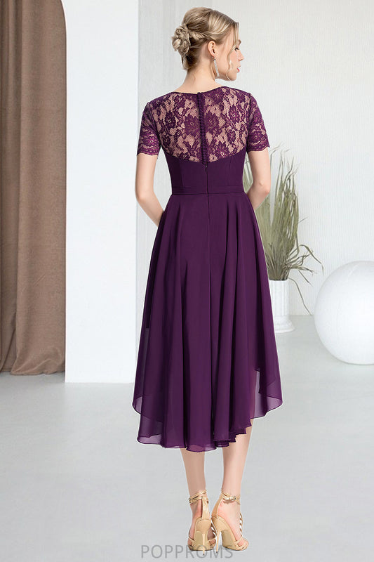 Lyla A-line Scoop Asymmetrical Chiffon Lace Homecoming Dress PP6P0020587